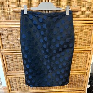 J. Crew black and navy blue polka dot pencil skirt